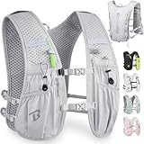 BECOJADDE Running Vest Hydration Backpack for Men Women, 5L Lightweight Running Backpack Hydration Pack for Marathon, Trail, Cycling, Hiking, Jogging Gray