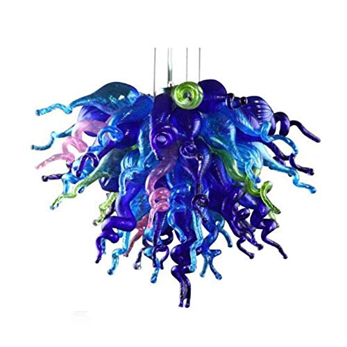Preisvergleich Produktbild NBVCX Wohnaccessoires B70 * H70cm Kronleuchter aus mundgeblasenem Glas Blaue Kronleuchter aus Kristall
