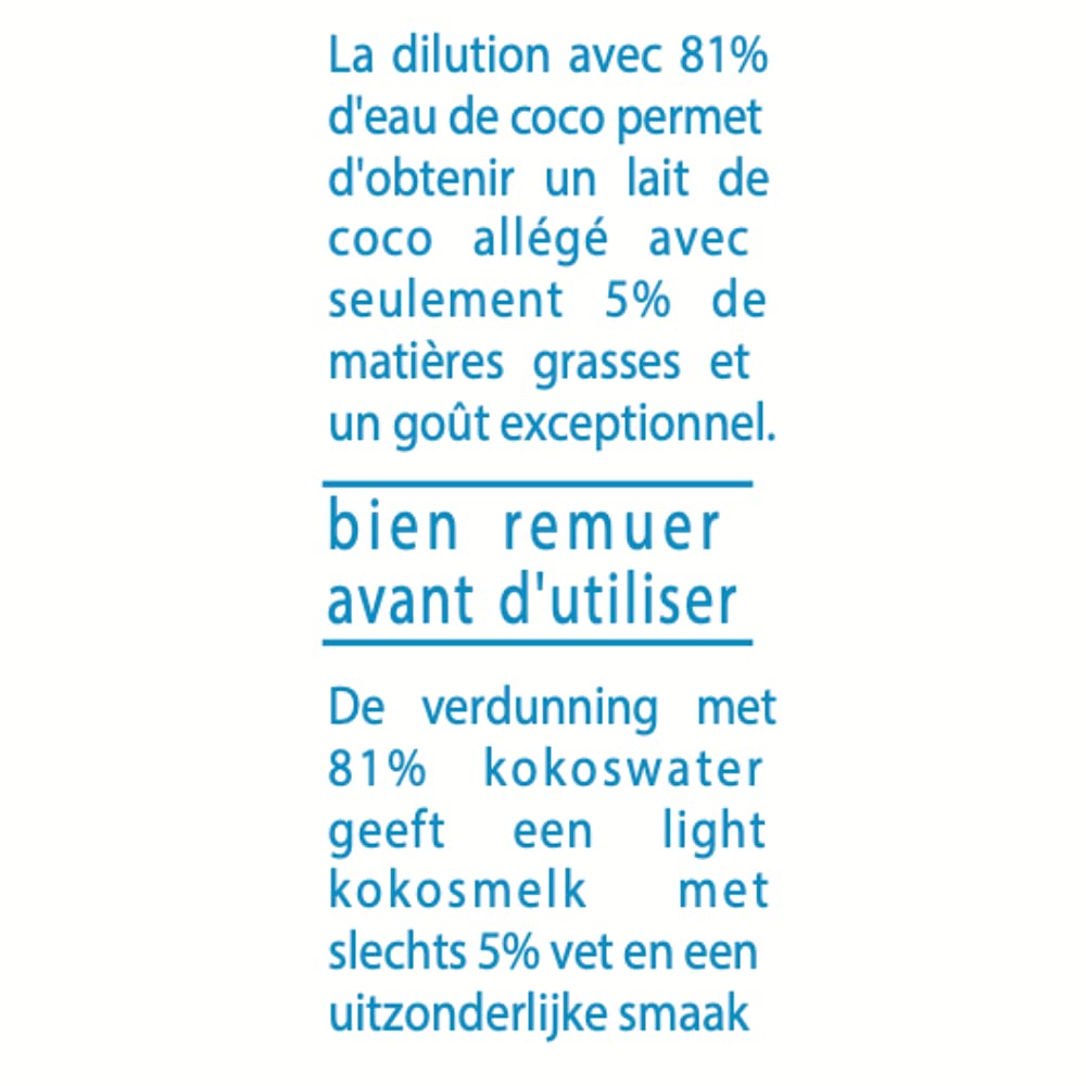 AYAM Lait de Coco allégé | 100% Ingrédients Naturels | 99% de coco | -75% de matières grasses* | Boosté en eau de coco | Sans Lactose | Sans Gluten | Pack pratique - 330ml