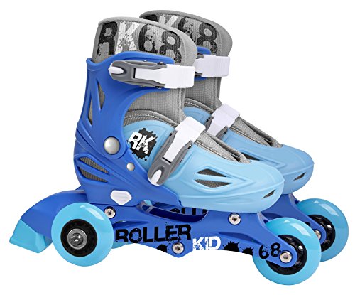 Stamp Sas-SKIDS Control Adjustable Two in One 3 Wheels Skate Size 27-30, Color Blue, (JB130227)