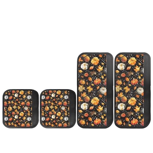 Image of Dreaweet Pumpkin Maple Leaf Fridge Handle Covers Set of 4 Fall Kitchen Decor Washable Non Slip Appliance Handle Covers for Refrigerator Oven Microwave Dishwashers