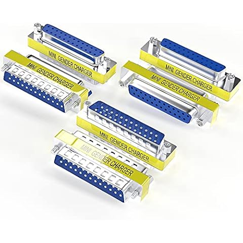 Warmstor 6-Pack 25Pin RS232 Serial Cable DB25 Male to Male/Female to Female/Male to Female Mini Gender Changer Adapter Coupler Connector Cover