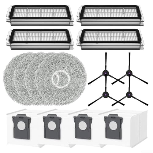 Ersatz-Seitenbürsten-Filterwischtuch und Staubbeutel-Set, kompatibel mit X70 Roboter-Staubsauger, für Tierhaare und Hausreinigung, 1 Set