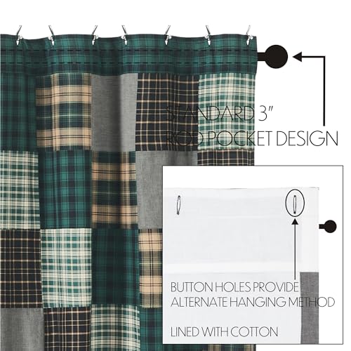 VHC-Brands-Pine-Grove-Plaid-Patchwork-Shower-Curtain-Green-72×72 VHC Brands Pine Grove Plaid Patchwork Shower Curtain Green 72×72
