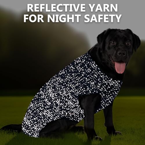 KYEESE Dog Sweater for Large Dogs with Leash Hole Warm Pullover with Reflective Yarn Male Thick Stretchy Knitwear Winter Soft Pet Coat boy for Cold Weather Comfy Dog Sweaters, Navy Blue, XX-Large - Image 6
