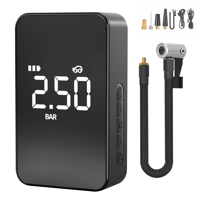 Portable Air Compressor-Amasrich ET06 Pro-Tire Inflator,15,000 mAh Electric Bike Pump Power Bank,150PSI USB Cordless Presta Valve Inflation,Mini Tire Pump for Car/Motorcycle/Ball with Gauge
