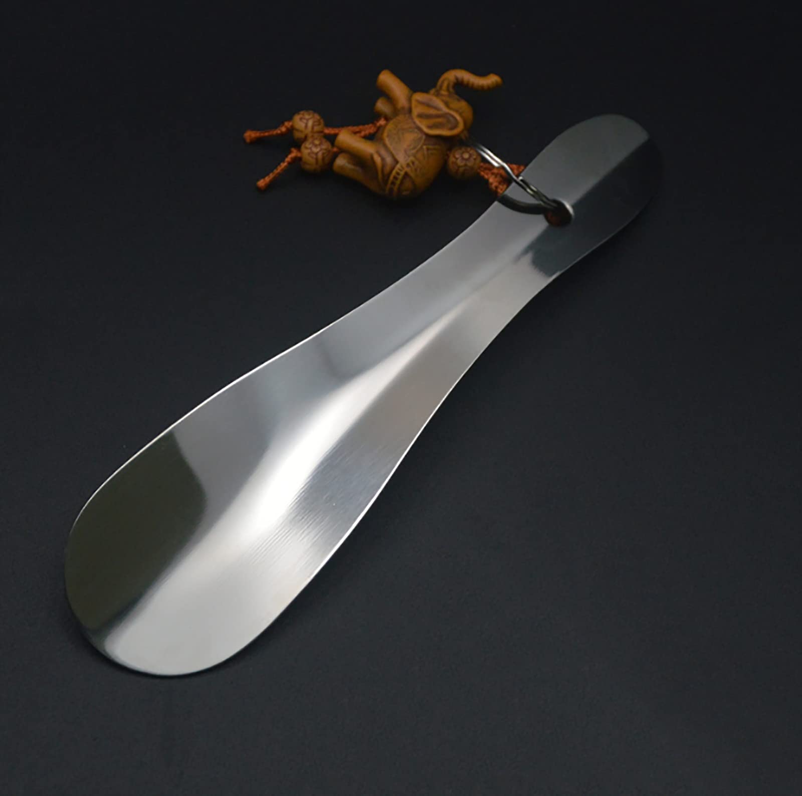Metall-Schuhlöffel, kurzer Griff, Schuhlöffel, Stiefellöffel, tragbarer Schuhlöffel, Löffel, fauler Schuhhelfer, Schuhanziehhilfe (Größe: 30 cm) (18 cm)