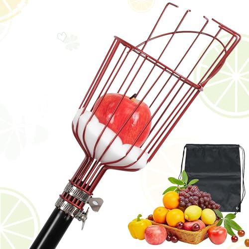Qcwwy Cesta Recolectora de Frutas con Diseño Desmontable, Evita la Oxidación, Operación Segura y confiable: Recoja Aguacates, Naranjas, Caquis y Más, Ideal para Tuberías de 3 Cm de