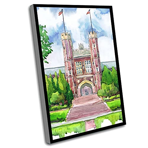 Farmhemian Bedroom Decor,Women Office Decor,Washington University Of St Louis University Art Print,Watercolor Painting,Missouri Abstract Cityscape,8x12 Inch Framed Wall Art