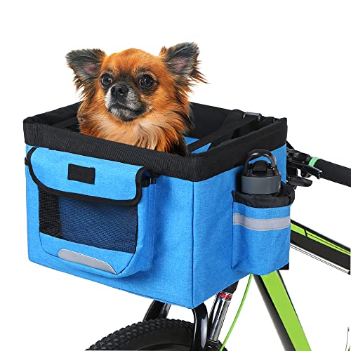 Taruor Foldable Bicycle Front Basket Removable Bike Pet Basket Pet Dog Cat Carrier Camping Tote Bag