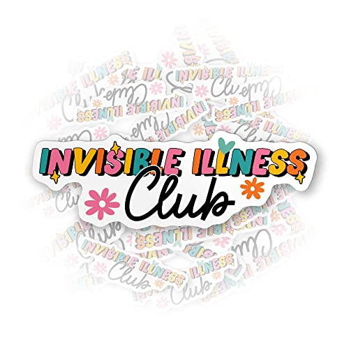 Invisible Illness Club Disability Sticker Floral Mental Health Die-Cut Waterproof Vinyl Sticker For Laptop Water Bottle Phone Case Cars Merchandise Decor Decal Stuff Gift Idea For Her Him Adults Kid #TOP23