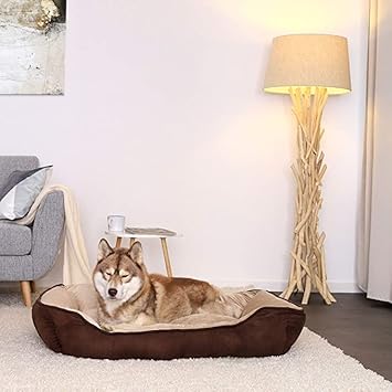 DORMIDOs Dog Bed & Cat Polyester Bed Beige & Brown Dual Color Color Anti-Skid Bottom & Machine Washable(Reversible)-XXXL