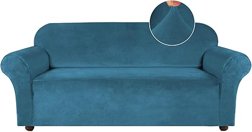 Miniatura 7 de Turquoize Funda de terciopelo elástica para sofá de 3 cojines, funda gruesa y suave lavable, protector de muebles para perros, funda de sofá para