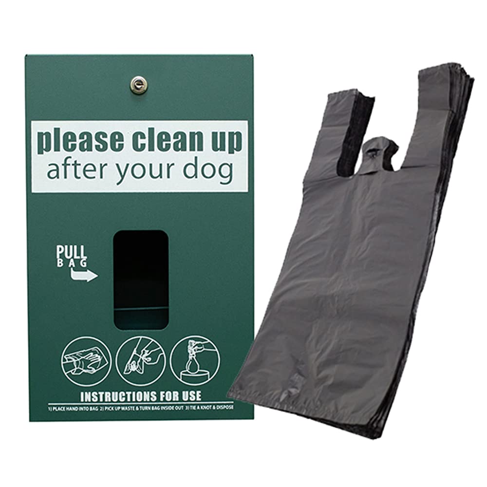 Standard Low Profile Dog Waste Station / EZ_Tie Hanging Bag System (Matte Green)