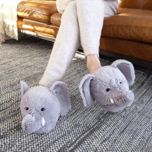 Fuzzy Elephant Slippers for Women and Men - Fluffy Plush Animal Slippers for Adults2