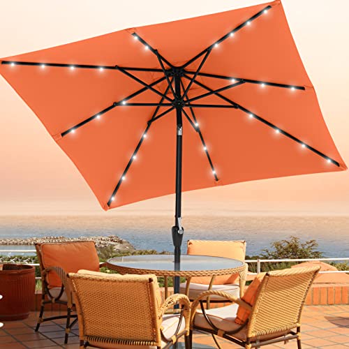 Image of ABCCANOPY Square Solar Led Patio Umbrellas 7.5FT x 7.5FT (Orange)