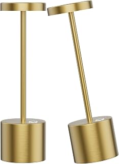LED Gold Cordless Table Lamp, 2 Pack Rechargeable Table Lamps, 5500mAh Battery Operated Portable Table Light, Stepless Dimming Table Light for Restaurant/Indoor/Outdoor