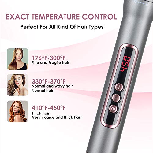 Curling Iron Set 6 in 1 - Laluztop Hair Curling Wand Set Instant Heat Up Hair Curler with LCD Temperature Control and 5 Interchangeable Ceramic Barrels(0.35’’ to 1.25’’ ) and 1 Hair Straightener Brush - Thumbnail 5