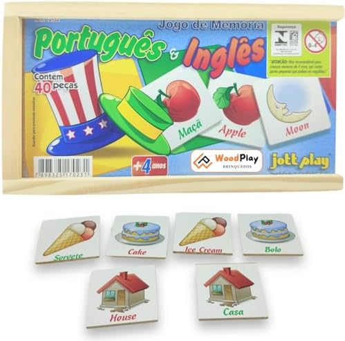 Jogo da Memória Português & Inglês Jott Play - Brinquedo Educativ...