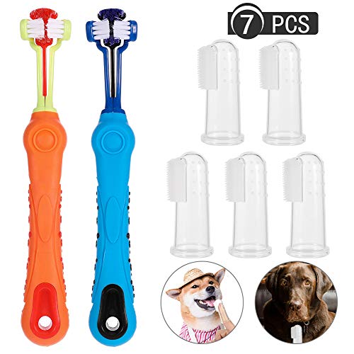 SUI-lim 2 Stück Hundezahnbürste,5 Pet Finger Zahnbürste Hund Haustier Zahnreinigung Silikon Hund Zahnreiniger Naturkautschuk Finger Zahnbürsten für Zahnpflege ür Kleine Pet Katze Hunde