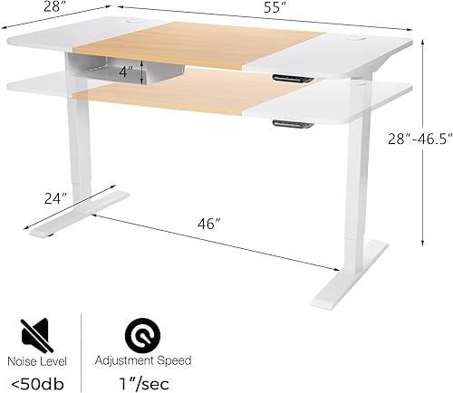 Miniatura 3 de Tangkula Escritorio eléctrico de pie ajustable de 55 x 28 pulgadas, escritorio de pie con panel de control y puerto USB, compartimento, diseño de