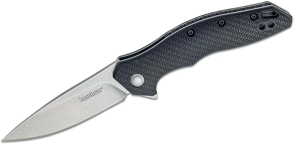 Kershaw Shoreline Pocket Knife, Black, 3 Inch Stainless Steel Drop Point Blade, EDC with Assisted Opening Reversible Pocketclip Everyday Carry Pocket Knife for Men and Women