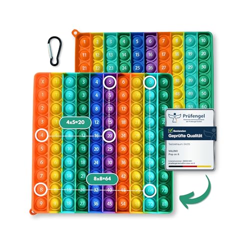 Valino PopIt 2 in 1 Multiplikationsbrett und Hundertertafel | 1x1 Lernen...