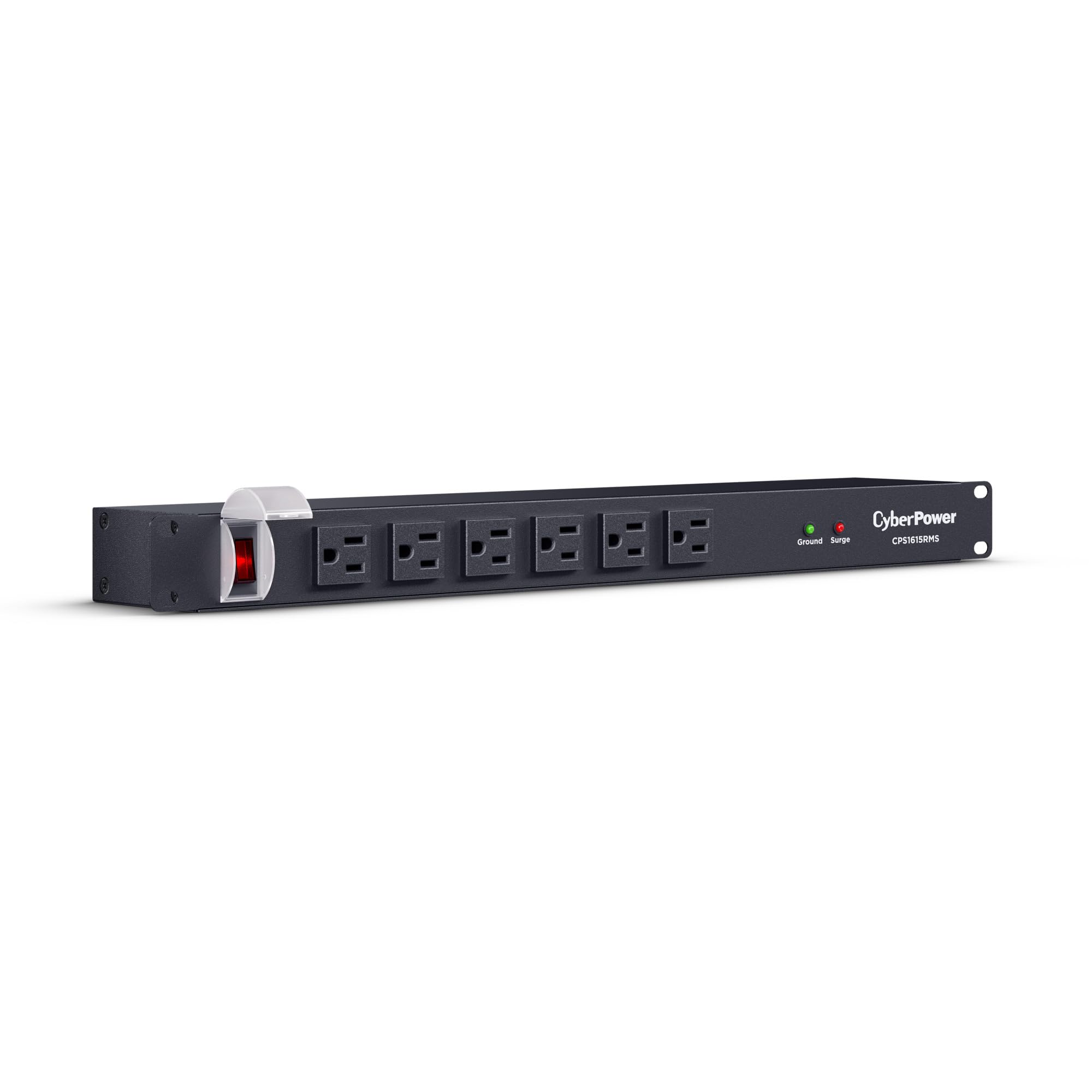 CyberPower CPS1615RMS Surge Protector, 125V/15A, 1800 Joules, 16 Outlets, 6ft Power Cord, 1U Rackmount, UL Listed