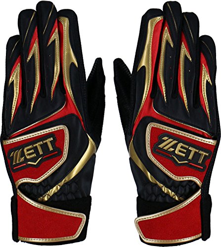 ZETT バッティンググローブ 両手 プロステイタス ダブルベルト BG355 ブラック×レッドS 23cm 野球