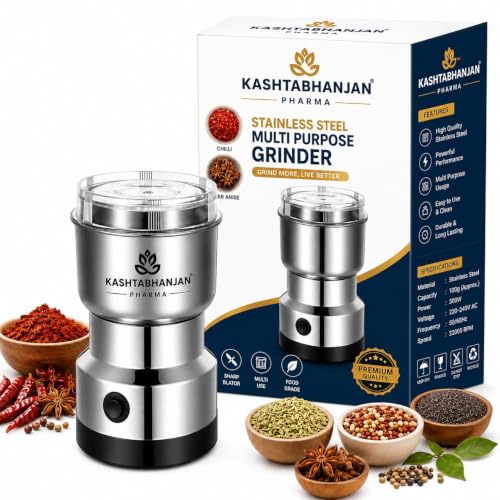 Image of KASHTHABHANJAN PHARMA Nima Mixer Grinder Smash Machine Stainless Steel Multifunctional Electric Grinder & Chopper Dried Spice Hurbal Masala Coffee Beans, Nuts & Grains (Silver)