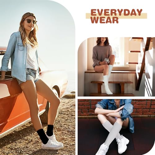 Image of Buauty Slouch Socks for Women, Soft Extra Long Chunky Scrunch Knee High Sock Winter Knit Slouchy Socks Leg Warmmers