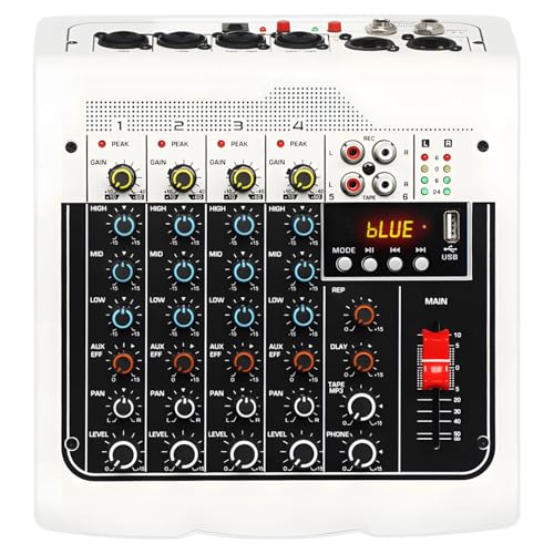 6-Channel Audio Mixer With & Usb Mp3, Led Display, Metal/Plastic, Compatible With Computers, Great For Weddings, Dj, And Karaoke