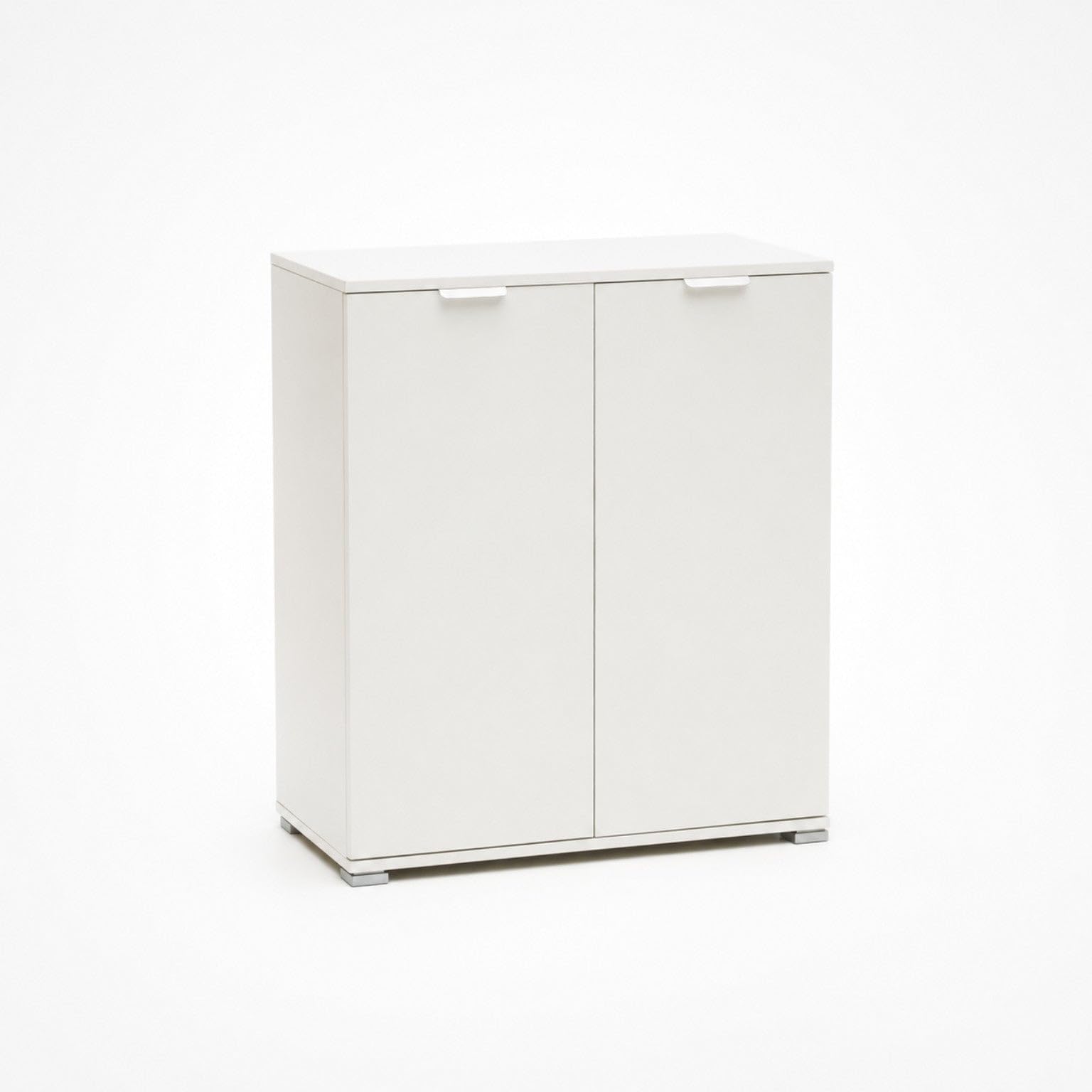 The White Stone Mobile Base 2 Ante Bianco Già Montato | Armadietto Salvaspazio 75x85x38 cm | Mobile Bagno e Lavanderia con Ripiani Regolabili e Struttura in Legno Nobilitato