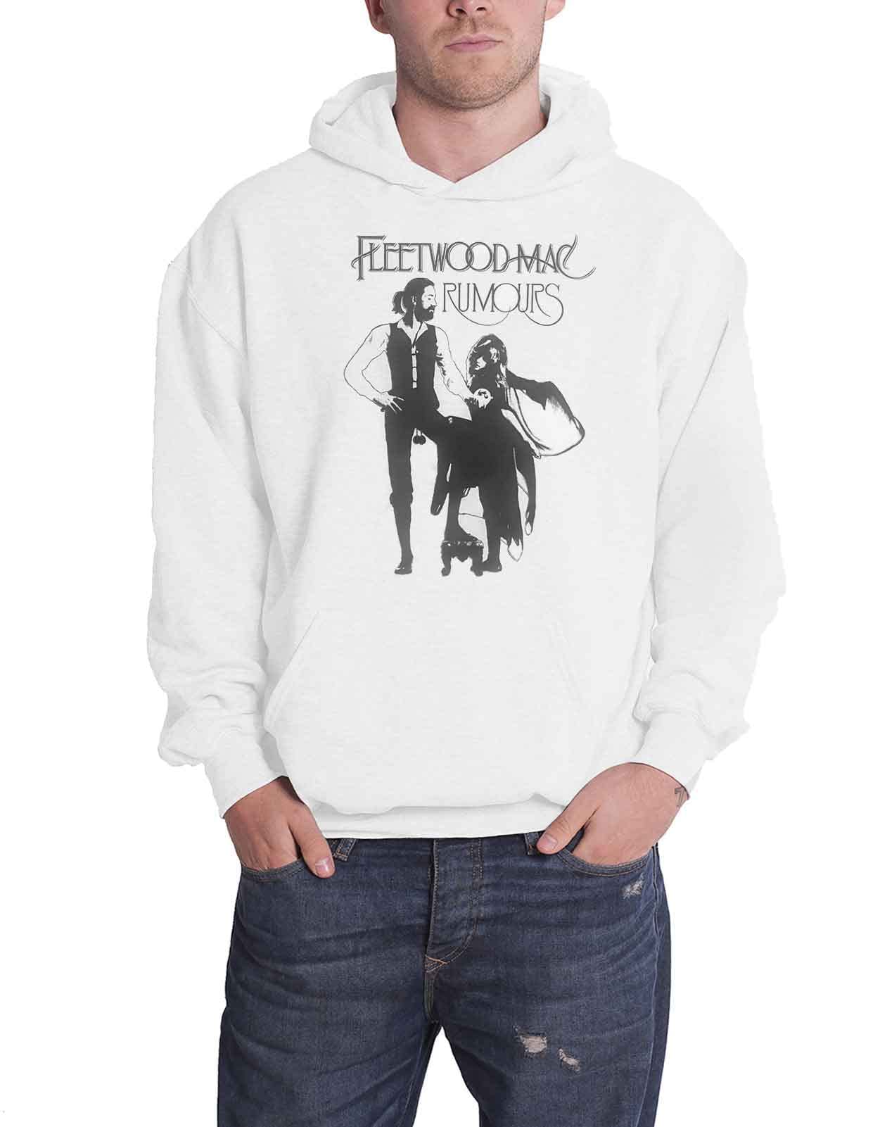 Fleetwood Mac Men's White Hoodie Rumours Band Logo Official Pullover Large