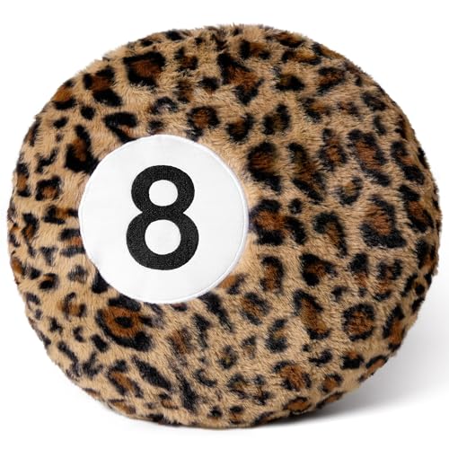Dripykiaa Cheetah 8 Ball Throw Pillow 14 Leopard Print 8 Ball Pillow Round Plush Decorative Cushion Soft Trendy Throw Pillow for Bedroom & Living Room Modern Aesthetic Home Decor for Women & Teens