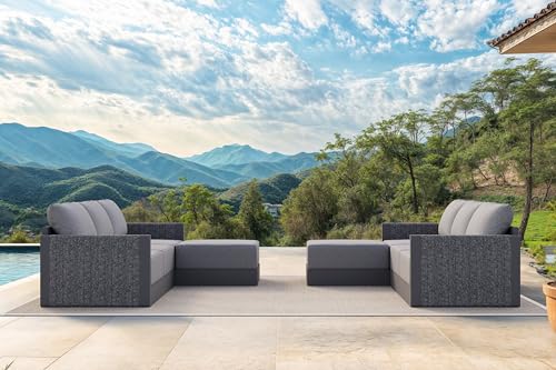 Image of PURPLE LEAF Outdoor Furniture Set 8-PC w /Ottoman Modular Aluminum, Gray