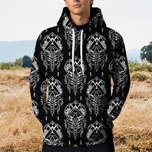 LOAIHA Men's Marble Print Pullover Hoodie Soft Terry Cloth Sweatshirt Drawstring Casual Streetwear Abstract Pattern3