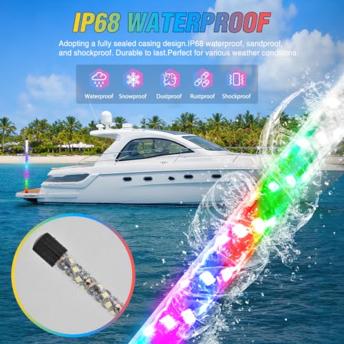 Image of Nilight Boat Navigation Light 3FT Spiral LED Whip Lights