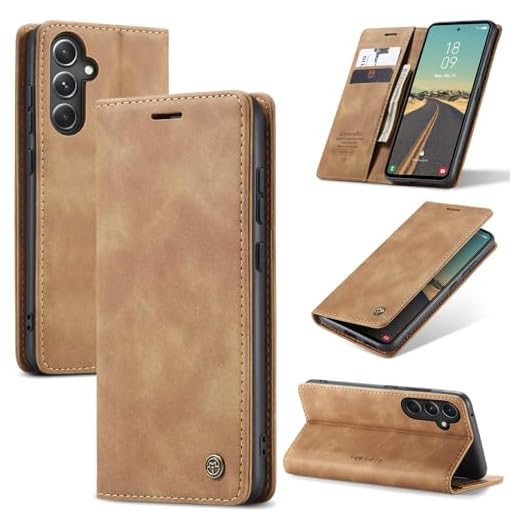 Capa para Galaxy S23 FE, Galaxy S23 FE Classy Wallet Case, Folio Flip Case com suporte magnético para Samsung Galaxy S23 FE 5G (marrom, Galaxy S23 FE)