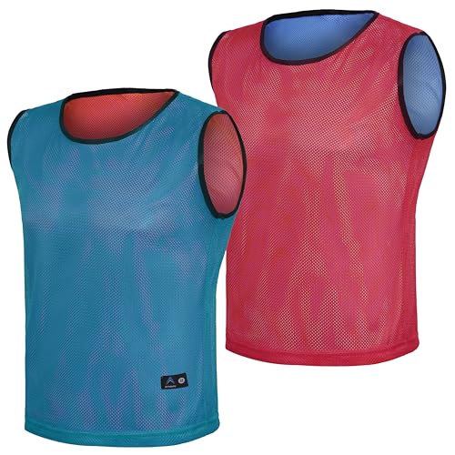 Athllete Men's Reversible Sports Pinnies - Litemesh Basketball Jersey 6 Pack, Red/Blue, Medium
