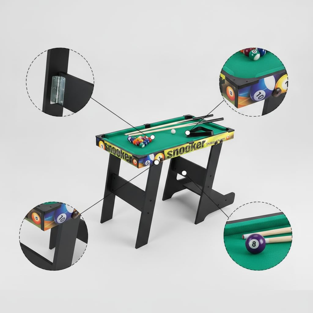 Biliardo per Bambini, Mini Biliardo da Tavolo in Legno con Accessori Completi, Salvaspazio