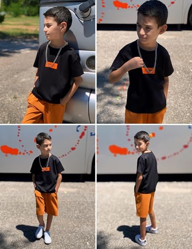 Image of Arshiner Boys Drop Shoulder T-Shirt & Drawstring Waist Shorts Summer Casual Outfits (5-12 Years)