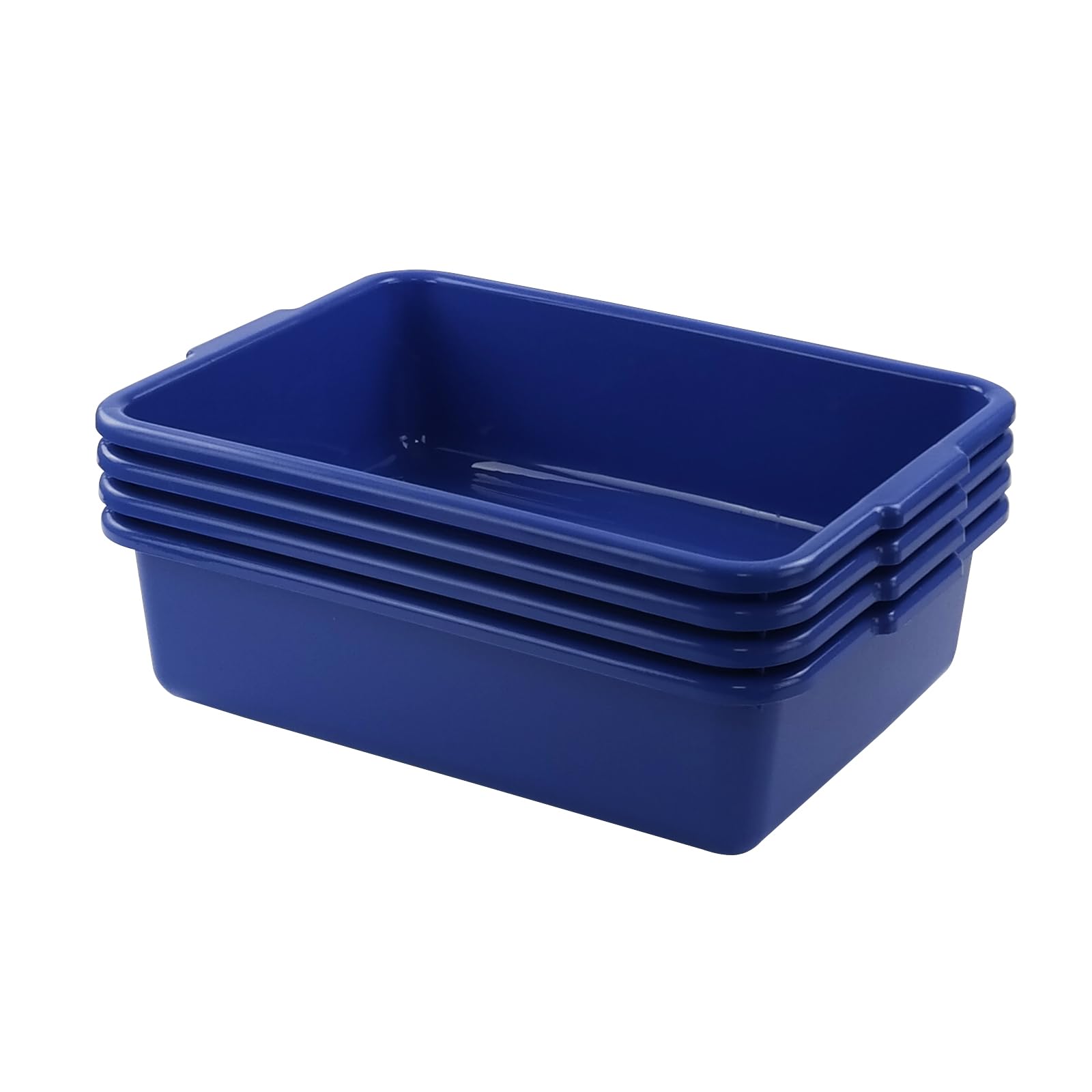 Xyskin Paquete de 4 Cuencos para Lavar, Bandeja de Almacenamiento de Alimentos Poco Profunda, Recipiente de Plástico para Tina de Autobús, Color Azul
