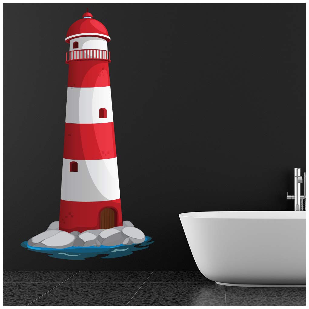 azutura Red Lighthouse Wall Sticker Wall Sticker available in 8 Sizes Digital