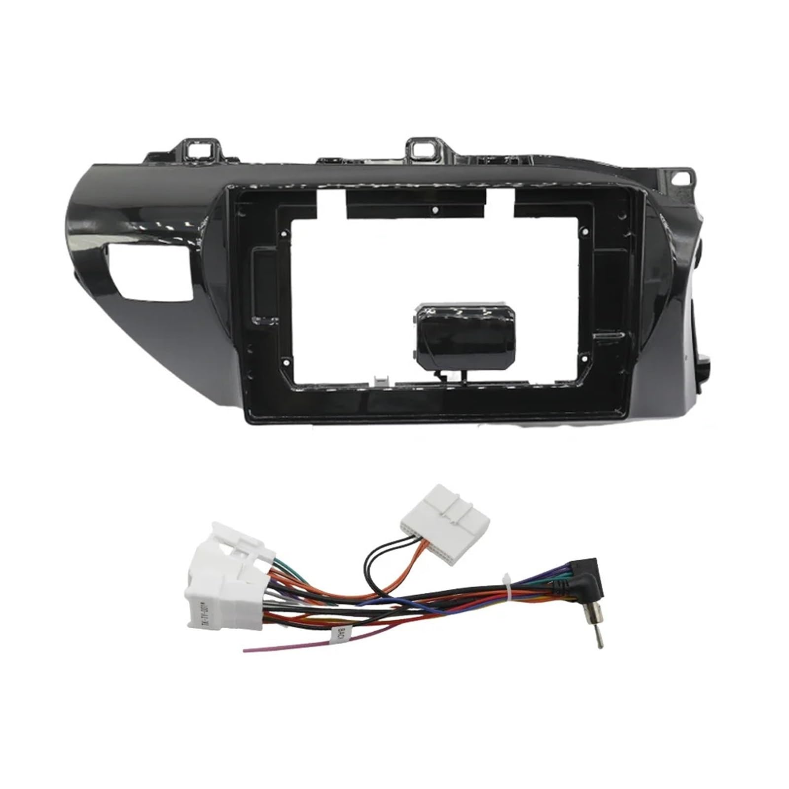JKELPV Car Radio Frame Kit Fit For TOYOTA REVO HILUX 2014-19 Car Radio Fascia DVD Dash Kit Stereo Bezel 10.1 Inch Frame Radio adapter(Right with cord)