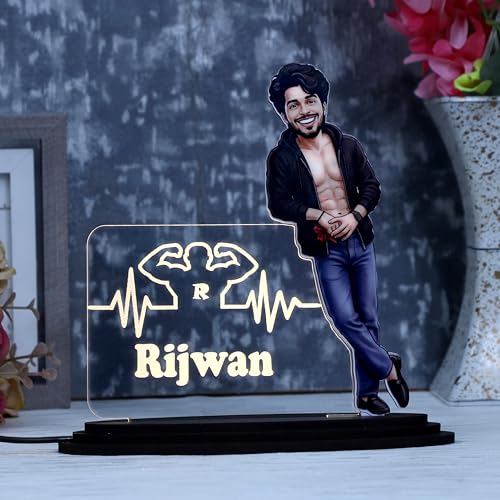 Image of customized gift for men - Bodybuilder Caricature, Gym Sando Style Personalized 3D Standee. (Macho Open Jacket)