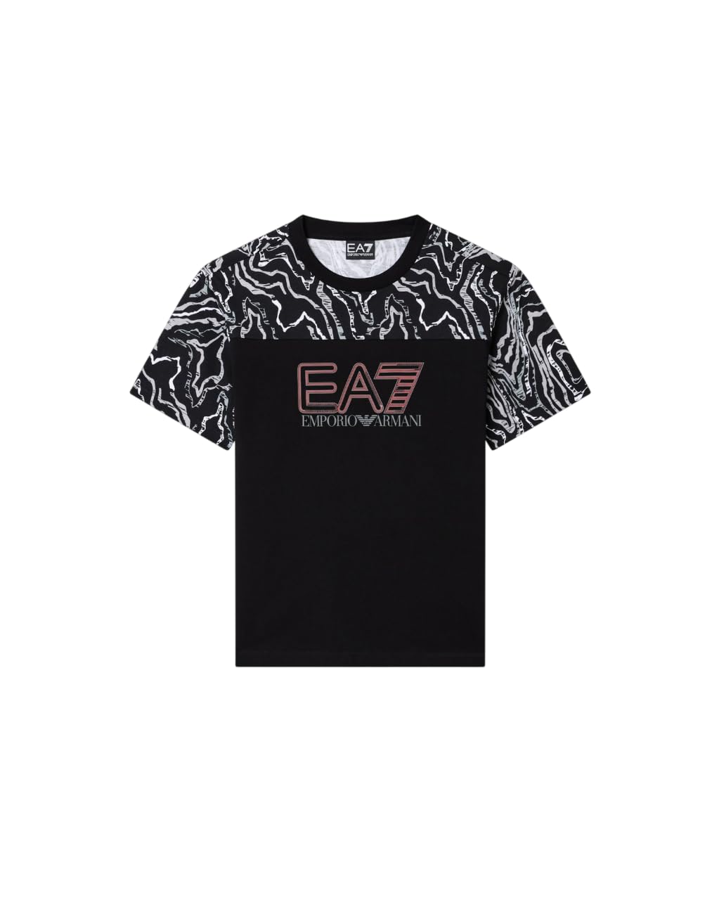 EA7 Emporio Armani Visibility Boy bawełniana koszulka dziecięca z dżerseju 7B000303AF10375 8033921003395-12A czarny 12A