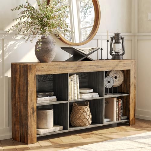LITTLE TREE 63-Inch Narrow Console Table with Storage Shelves
