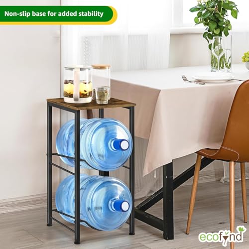 Image of ecofynd 2 Tier Water Dispenser Stand with Top Shelf, Heavy Duty Water Cooler Storage Rack, 20 Litre Engineered Wood & Metal Bottle Holder for Home & Kitchen, Office, School, Hospitals, Restaurants