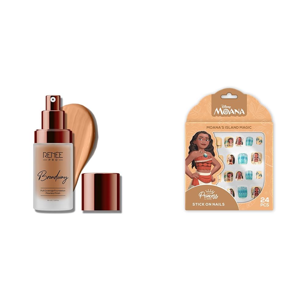 RENEE Pro Broadway Liquid Foundation 08 Euphoria Infused with SPF 15 & Argan Oil for Nourishment l 30 mlPrincess by Disney Moana’s Island Magic Reusable Stick With 1 Prep-pad & 1 Manicure Stick | 24N-image-16